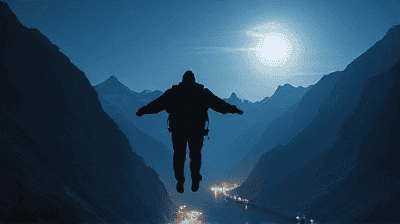 Night Wingsuit Flying: Navigating Mountain Passes in Complete Darkness